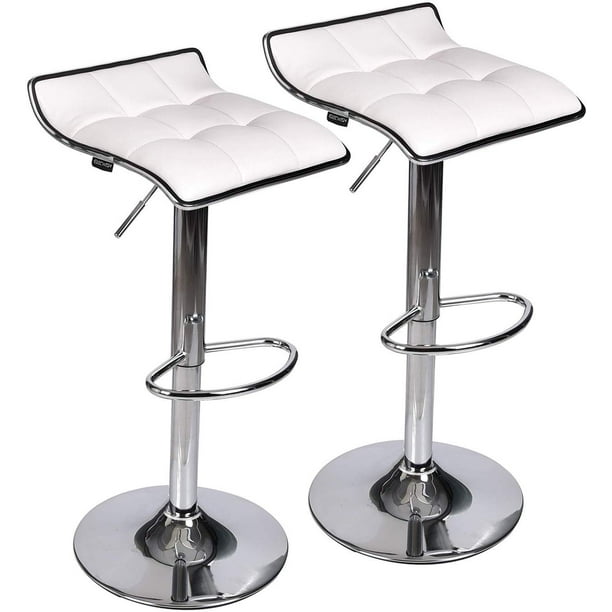Breakfast Bar Stool Chair Swivel PU Leather Kitchen Chrome Metal Base Gas Lift